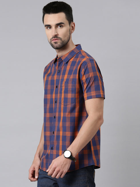 Blue Checks Short Sleeves Shirt